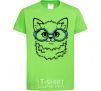 Kids T-shirt Кitten in blue glasses orchid-green фото