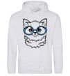 Men`s hoodie Кitten in blue glasses sport-grey фото