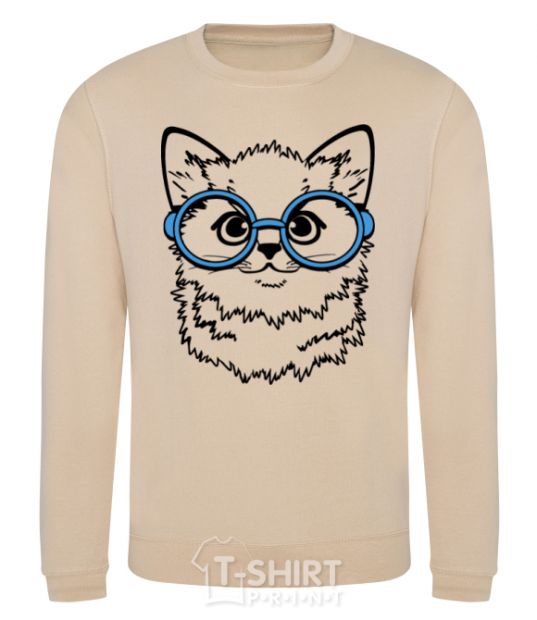 Sweatshirt Кitten in blue glasses sand фото