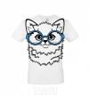 Men's T-Shirt Кitten in blue glasses White фото