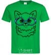 Men's T-Shirt Кitten in blue glasses kelly-green фото