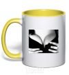 Mug with a colored handle MONICA BELLUCCI'S BREASTS yellow фото