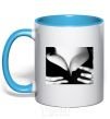 Mug with a colored handle MONICA BELLUCCI'S BREASTS sky-blue фото