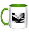 Mug with a colored handle MONICA BELLUCCI'S BREASTS kelly-green фото