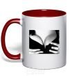 Mug with a colored handle MONICA BELLUCCI'S BREASTS red фото