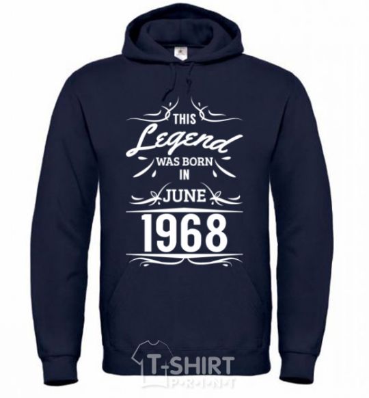 Men`s hoodie This legend was born in june navy-blue фото