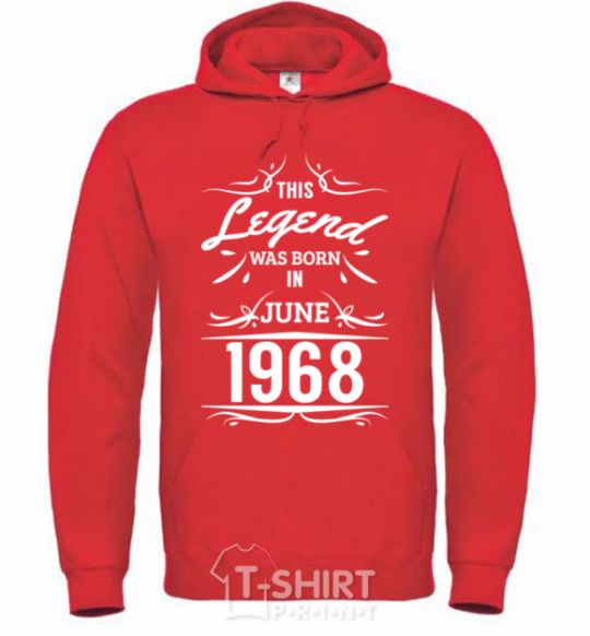 Men`s hoodie This legend was born in june bright-red фото