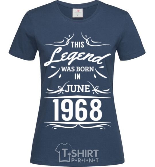 Women's T-shirt This legend was born in june navy-blue фото
