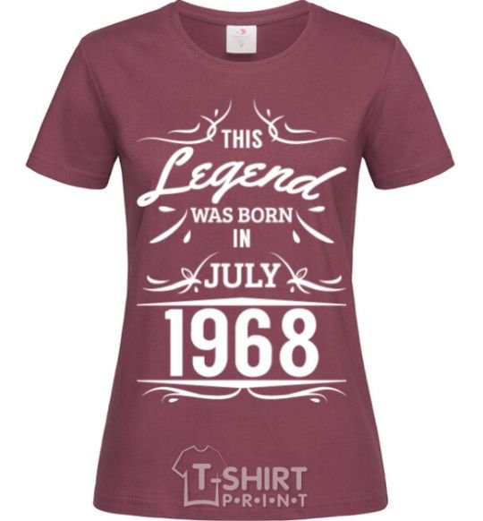 Women's T-shirt This legend was born in july burgundy фото