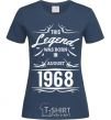 Women's T-shirt This legend was born in august navy-blue фото