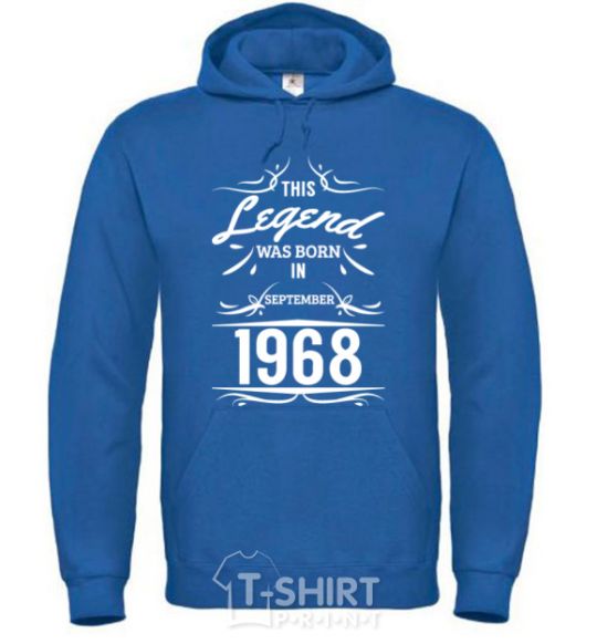 Men`s hoodie This legend was born in september royal фото