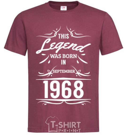 Men's T-Shirt This legend was born in september burgundy фото