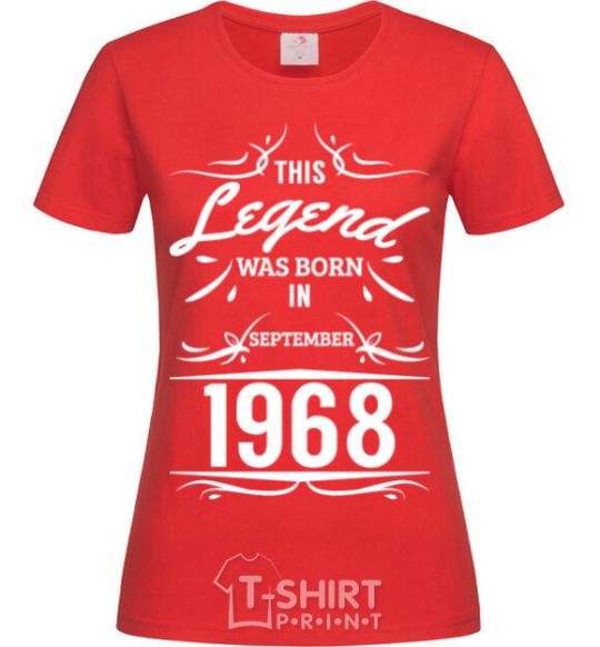 Women's T-shirt This legend was born in september red фото