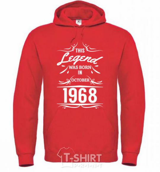Men`s hoodie This legend was born in october bright-red фото
