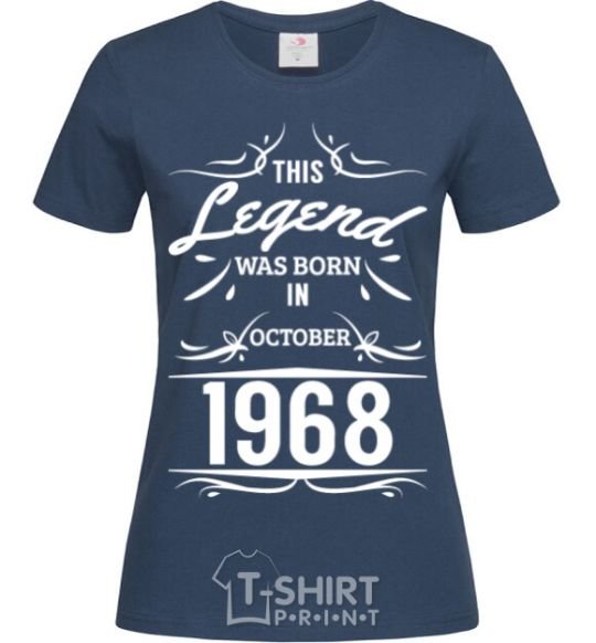 Women's T-shirt This legend was born in october navy-blue фото