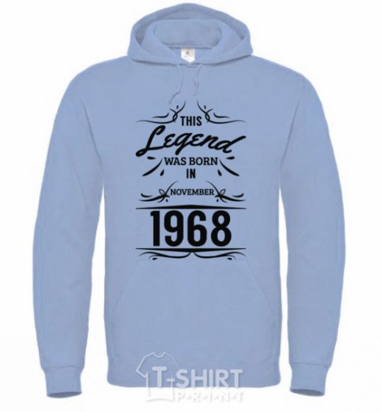 Men`s hoodie This legend was born in november sky-blue фото