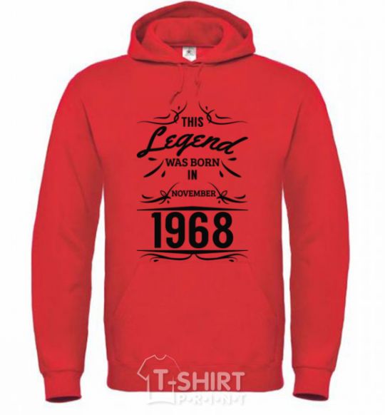 Men`s hoodie This legend was born in november bright-red фото