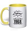 Mug with a colored handle This legend was born in november yellow фото