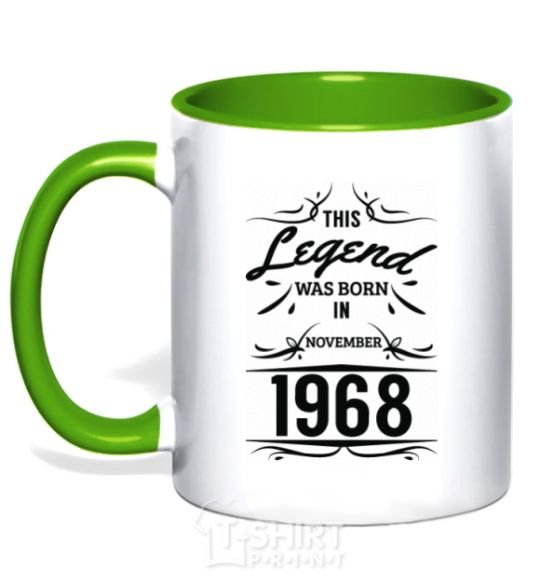 Mug with a colored handle This legend was born in november kelly-green фото