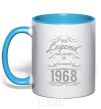 Mug with a colored handle This legend was born in december sky-blue фото