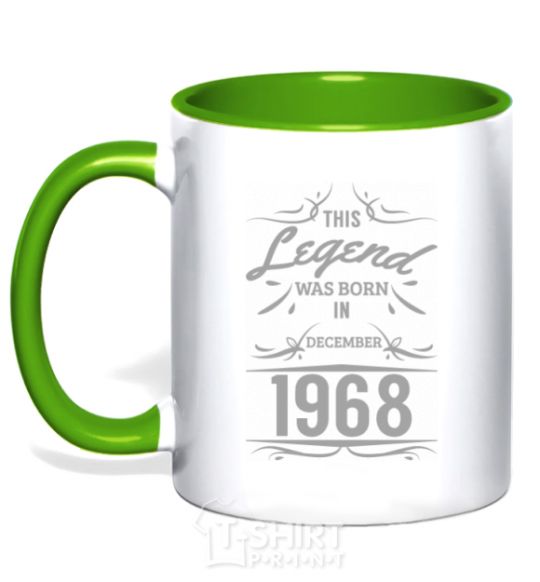 Mug with a colored handle This legend was born in december kelly-green фото