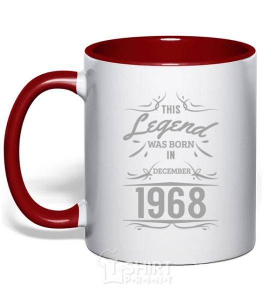 Mug with a colored handle This legend was born in december red фото