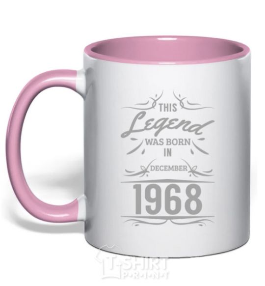 Mug with a colored handle This legend was born in december light-pink фото