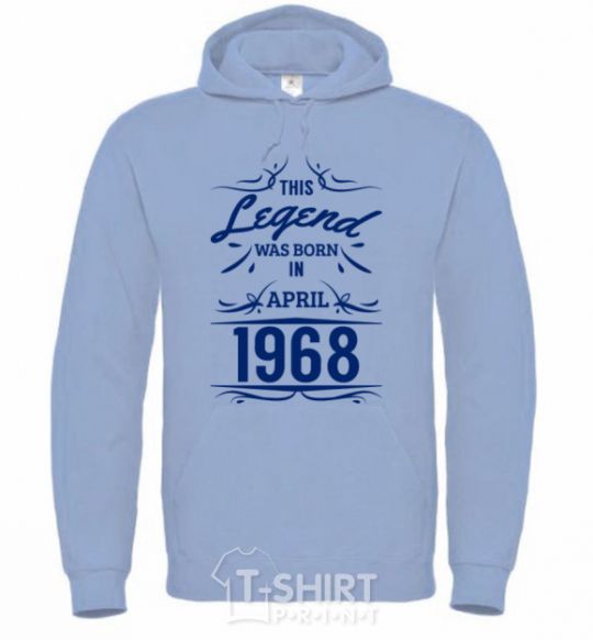 Men`s hoodie This legend was born in april sky-blue фото