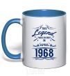 Mug with a colored handle This legend was born in april royal-blue фото