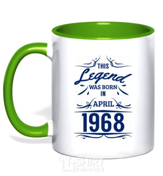 Mug with a colored handle This legend was born in april kelly-green фото