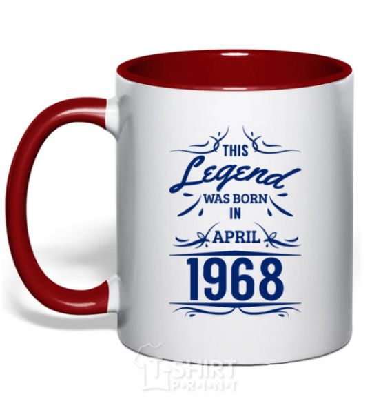 Mug with a colored handle This legend was born in april red фото