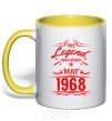 Mug with a colored handle This legend was born in may yellow фото