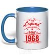 Mug with a colored handle This legend was born in may royal-blue фото