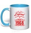 Mug with a colored handle This legend was born in may sky-blue фото