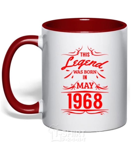Mug with a colored handle This legend was born in may red фото