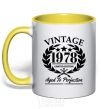 Mug with a colored handle Vintage 1978 yellow фото