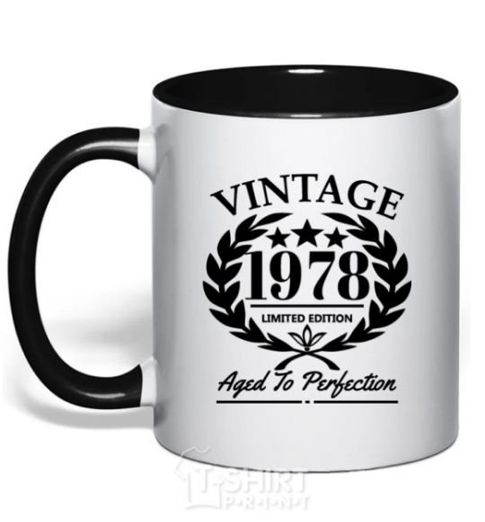 Mug with a colored handle Vintage 1978 black фото