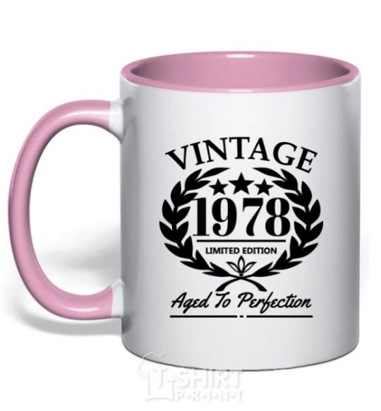 Mug with a colored handle Vintage 1978 light-pink фото