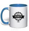 Mug with a colored handle Born in forty years ago royal-blue фото