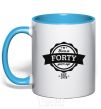 Mug with a colored handle Born in forty years ago sky-blue фото