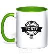 Mug with a colored handle Born in forty years ago kelly-green фото