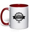 Mug with a colored handle Born in forty years ago red фото