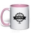 Mug with a colored handle Born in forty years ago light-pink фото