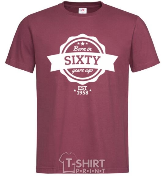 Men's T-Shirt Born in sixty years ago burgundy фото