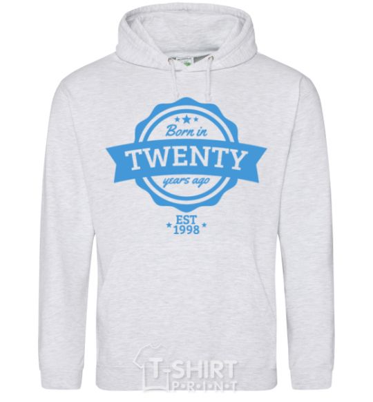 Men`s hoodie Born in twenty years ago sport-grey фото