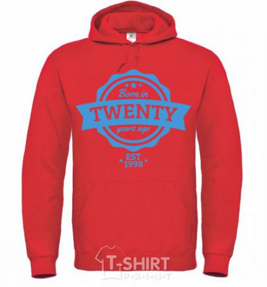 Men`s hoodie Born in twenty years ago bright-red фото