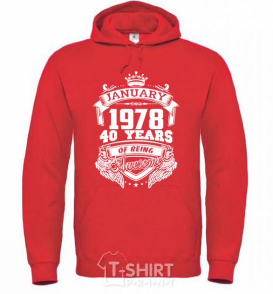 Men`s hoodie January 1978 awesome bright-red фото