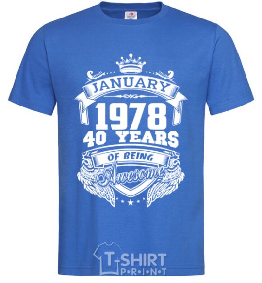 Men's T-Shirt January 1978 awesome royal-blue фото