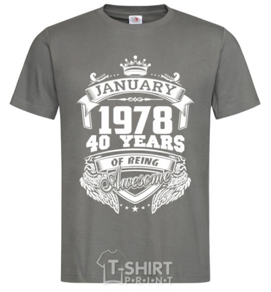 Men's T-Shirt January 1978 awesome dark-grey фото