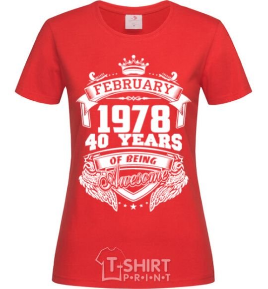 Women's T-shirt February 1978 awesome red фото